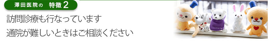 訪問診療も行っています。通院が難しいときはご相談ください